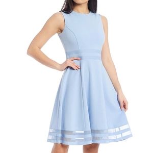Calvin Klein Soft Blue Fit and Flare Dress